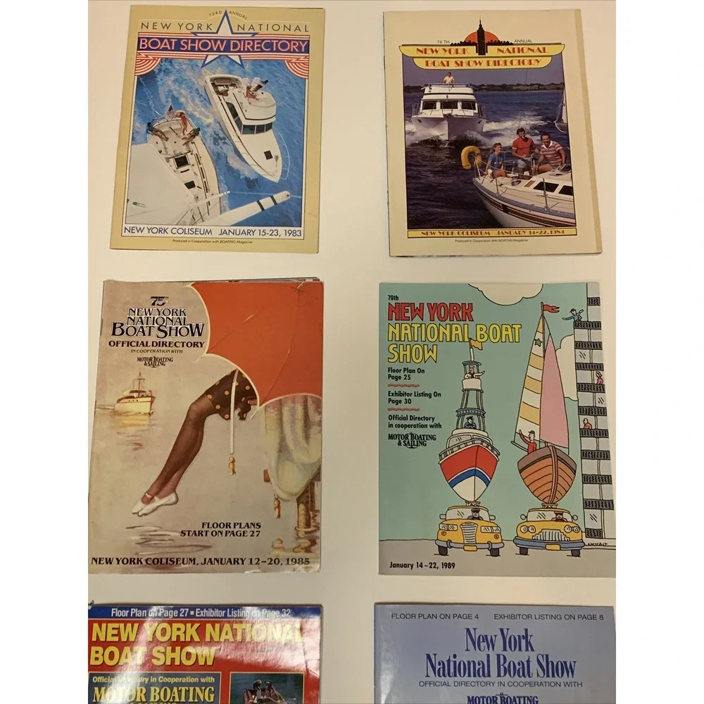 Lot Of 6 New York National Boat Show Directory Magazine Books 1980s, 90, 00 VTG!